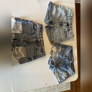 Three jean shorts